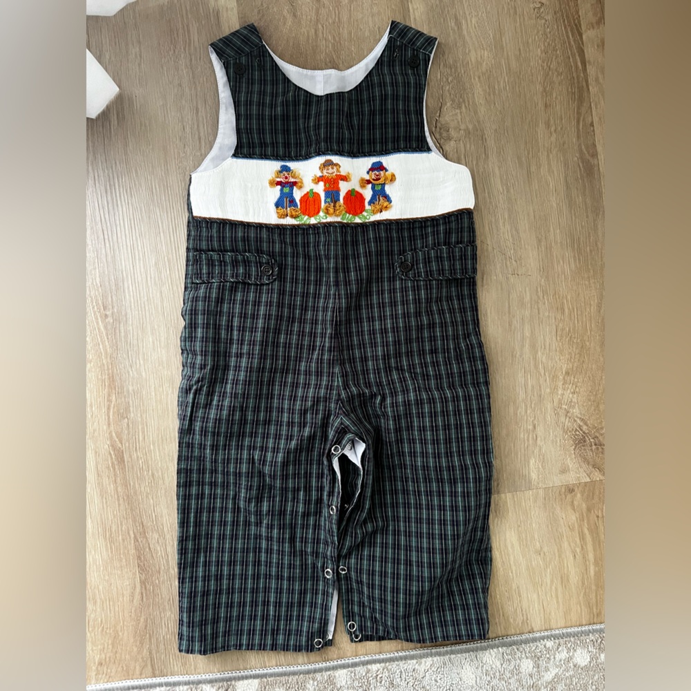Smocked Scarecrow Plaid Longall - 18 months